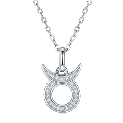 925 Sterling Silver Taurus Style DEF VVS1 Pendant Emwaith Melee Moissanite